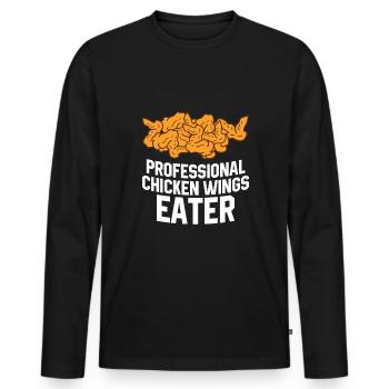 Chicken Wings Citation Hot Wing Fast Food Drôle - T-shirt manches longues Premium bio Homme - noir - Devant - Nico (187cm)