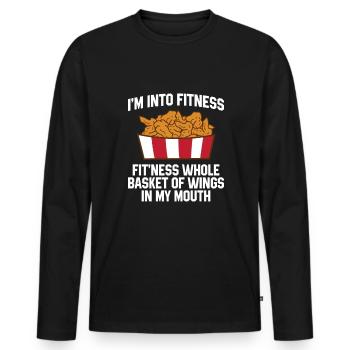 Chicken Wings Citation Hot Wing Fast Food Drôle - T-shirt manches longues Premium bio Homme - noir - Devant - Nico (187cm)
