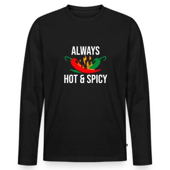 Chilli Spicy Pepper Hot Chili Food Chilli - Men's Premium Organic Long Sleeve Shirt - black - Front - Nico (187cm)