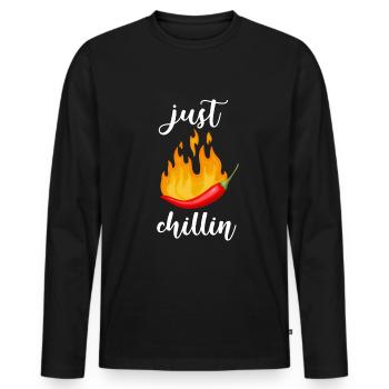 Red Hot Chili Spicy Pepper Food Lover Chilli - Men's Premium Organic Long Sleeve Shirt - black - Front - Nico (187cm)