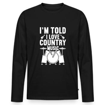 Drôle d’amateur de musique country disant guitare occidentale - T-shirt manches longues Premium bio Homme - noir - Devant - Nico (187cm)