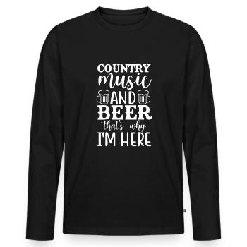 Liebe Country Musik Design Zitat Country Musik - Männer Premium Bio Langarmshirt - Schwarz - Vorne - Nico (187cm)