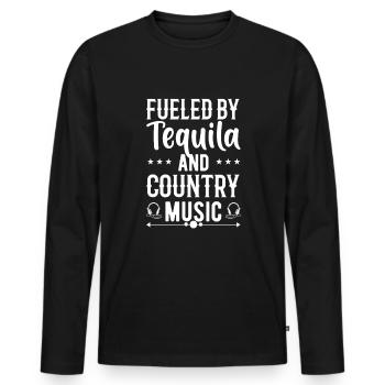 Liebe Country Musik Design Zitat Country Musik - Männer Premium Bio Langarmshirt - Schwarz - Vorne - Nico (187cm)