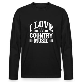 Drôle d’amateur de musique country disant guitare occidentale - T-shirt manches longues Premium bio Homme - noir - Devant - Nico (187cm)