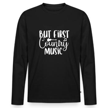 Drôle d’amateur de musique country disant guitare occidentale - T-shirt manches longues Premium bio Homme - noir - Devant - Nico (187cm)