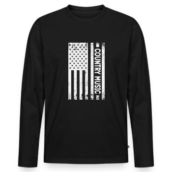 Drôle d’amateur de musique country disant guitare occidentale - T-shirt manches longues Premium bio Homme - noir - Devant - Nico (187cm)