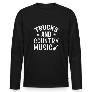 Drôle d’amateur de musique country disant guitare occidentale - T-shirt manches longues Premium bio Homme - noir - Devant - Nico (187cm)