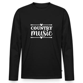 Drôle d’amateur de musique country disant guitare occidentale - T-shirt manches longues Premium bio Homme - noir - Devant - Nico (187cm)