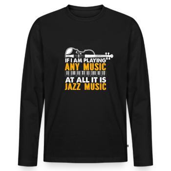 Musicien de jazz disant drôle d’orchestre Musique jazz - T-shirt manches longues Premium bio Homme - noir - Devant - Nico (187cm)