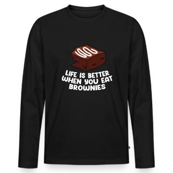 Brownie Food Bake Funny Brownies Lover Baker - T-shirt manches longues Premium bio Homme - noir - Devant - Nico (187cm)