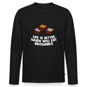 Brownies Bake Chocolate Brownie Baker - T-shirt manches longues Premium bio Homme - noir - Devant - Nico (187cm)