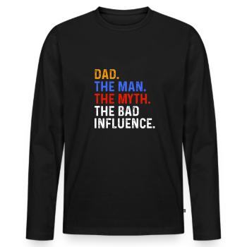 Dad Quote Men Daddy Birthday Fathers Day Dad - Men's Premium Organic Long Sleeve Shirt - black - Front - Nico (187cm)