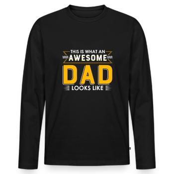 Dad Quote Men Daddy Birthday Fathers Day Dad - Men's Premium Organic Long Sleeve Shirt - black - Front - Nico (187cm)