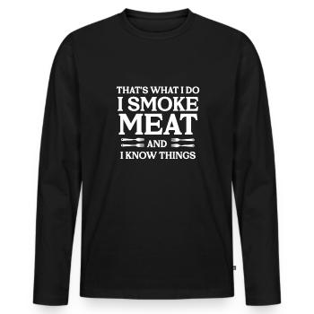Funny Meat Lover BBQ Steak Barbecue Beef Cow - Men's Premium Organic Long Sleeve Shirt - black - Front - Nico (187cm)