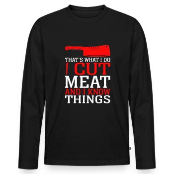 Grilling Steak Pork Rub Smoking BBQ Meat Smoker - Men's Premium Organic Long Sleeve Shirt - black - Front - Nico (187cm)