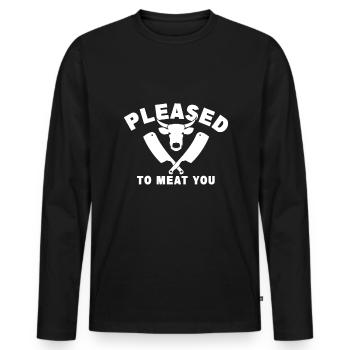 Funny Meat Lover BBQ Steak Barbecue Beef Cow - Men's Premium Organic Long Sleeve Shirt - black - Front - Nico (187cm)