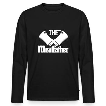 Funny Meat Lover BBQ Steak Barbecue Beef Cow - Men's Premium Organic Long Sleeve Shirt - black - Front - Nico (187cm)
