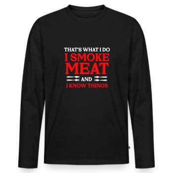 Grillen Steak Schweinefleisch Reiben Räuchern BBQ Fleisch Räuchern - Männer Premium Bio Langarmshirt - Schwarz - Vorne - Nico (187cm)