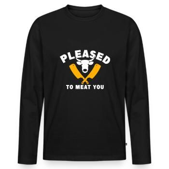 Grillen Steak Schweinefleisch Reiben Räuchern BBQ Fleisch Räuchern - Männer Premium Bio Langarmshirt - Schwarz - Vorne - Nico (187cm)