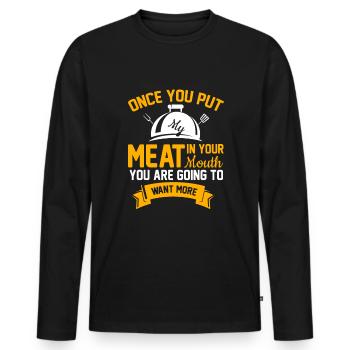 Grillen Steak Schweinefleisch Reiben Räuchern BBQ Fleisch Räuchern - Männer Premium Bio Langarmshirt - Schwarz - Vorne - Nico (187cm)