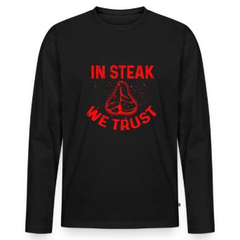Grillen Steak Schweinefleisch Reiben Räuchern BBQ Fleisch Räuchern - Männer Premium Bio Langarmshirt - Schwarz - Vorne - Nico (187cm)