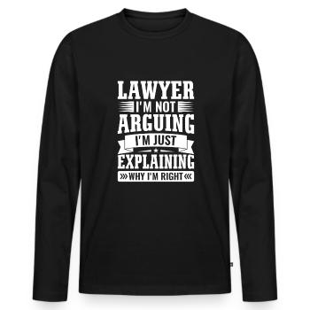 Avocats Drôle d’avocat étudiant en droit - T-shirt manches longues Premium bio Homme - noir - Devant - Nico (187cm)