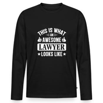 Avocats Drôle d’avocat étudiant en droit - T-shirt manches longues Premium bio Homme - noir - Devant - Nico (187cm)