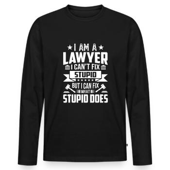 Avocats Drôle d’avocat étudiant en droit - T-shirt manches longues Premium bio Homme - noir - Devant - Nico (187cm)