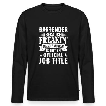 Kellnerin Barkeeper Kellner Kellner - Männer Premium Bio Langarmshirt - Schwarz - Vorne - Nico (187cm)