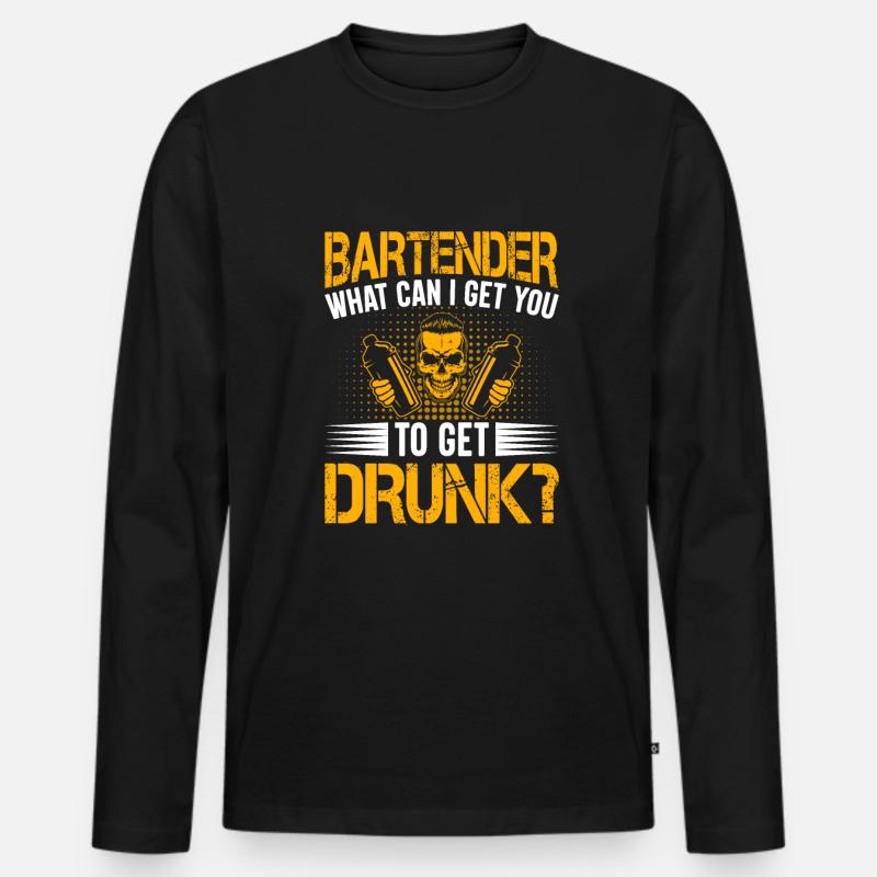 Waitress Bartender Waiter Bartending - Men's Premium Organic Long Sleeve Shirt - black