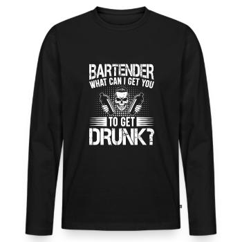Kellnerin Barkeeper Kellner Kellner - Männer Premium Bio Langarmshirt - Schwarz - Vorne - Nico (187cm)