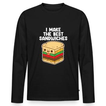 Funny Sandwich Lover Food Sandwiches - Men's Premium Organic Long Sleeve Shirt - black - Front - Nico (187cm)