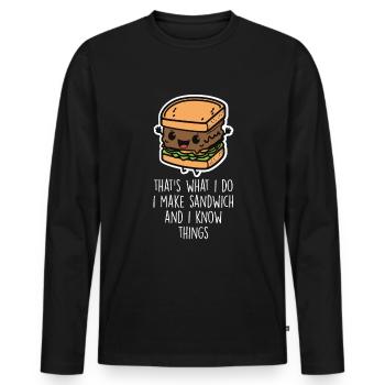 Funny Sandwich Lover Food Sandwiches - Men's Premium Organic Long Sleeve Shirt - black - Front - Nico (187cm)