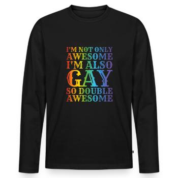 LGBTQ Lesbe Homosexuell Regenbogenflagge Stolz - Männer Premium Bio Langarmshirt - Schwarz - Vorne - Nico (187cm)