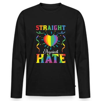 LGBT LGBTQ Lesbian Gay Rainbow Flag Pride - Men's Premium Organic Long Sleeve Shirt - black - Front - Nico (187cm)