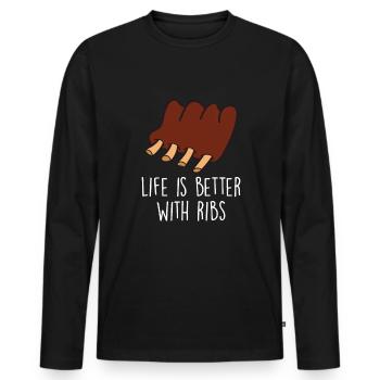 Spare Ribs Food Lover Grillen BBQ Ribs Barbecue - Männer Premium Bio Langarmshirt - Schwarz - Vorne - Nico (187cm)