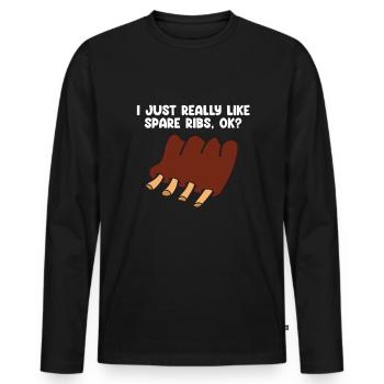 Spare Ribs Lustiges BBQ Grillen Fleisch Barbecue - Männer Premium Bio Langarmshirt - Schwarz - Vorne - Nico (187cm)