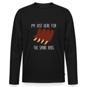 Spare Ribs Lustiges BBQ Grillen Fleisch Barbecue - Männer Premium Bio Langarmshirt - Schwarz - Vorne - Nico (187cm)