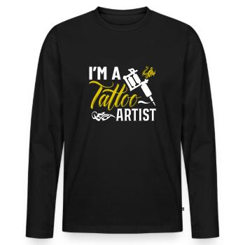 Tattoo Artist Funny Tattoo Tattooist Tattoo Lover - Men's Premium Organic Long Sleeve Shirt - black - Front - Nico (187cm)