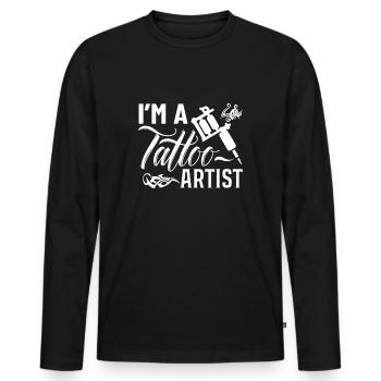 Tattoo Artist Funny Tattoo Tattooist Tattoo Lover - Men's Premium Organic Long Sleeve Shirt - black - Front - Nico (187cm)