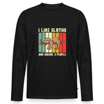 Sloth Saying Funny Humor Sarcasm Lazy Sloth Lover - Men's Premium Organic Long Sleeve Shirt - black - Front - Nico (187cm)