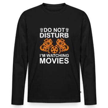 Filmabend Kino Popcorn Film Film Liebhaber Filme - Männer Premium Bio Langarmshirt - Schwarz - Vorne - Nico (187cm)