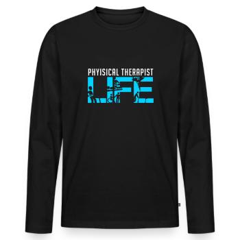 Physiotherapie Physiotherapeut PT Therapeut - Männer Premium Bio Langarmshirt - Schwarz - Vorne - Nico (187cm)
