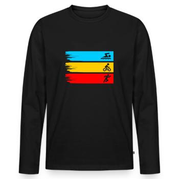 Triathlon Schwimmen Radfahren Laufen Sport Triathlet - Männer Premium Bio Langarmshirt - Schwarz - Vorne - Nico (187cm)
