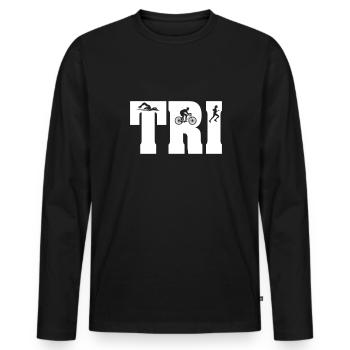 Triathlon Schwimmen Radfahren Laufen Sport Triathlet - Männer Premium Bio Langarmshirt - Schwarz - Vorne - Nico (187cm)