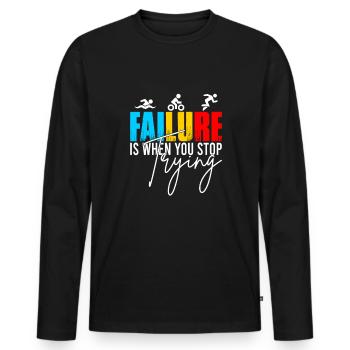 Triathlon Triathlet Schwimmen Laufen Radfahren - Männer Premium Bio Langarmshirt - Schwarz - Vorne - Nico (187cm)