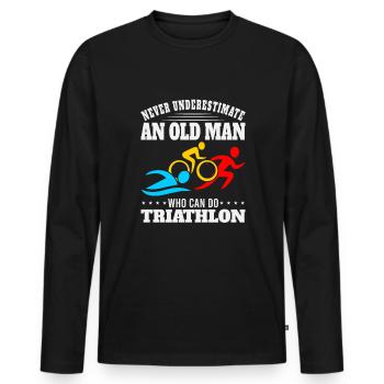 Triathlon Triathlet Schwimmen Laufen Radfahren - Männer Premium Bio Langarmshirt - Schwarz - Vorne - Nico (187cm)