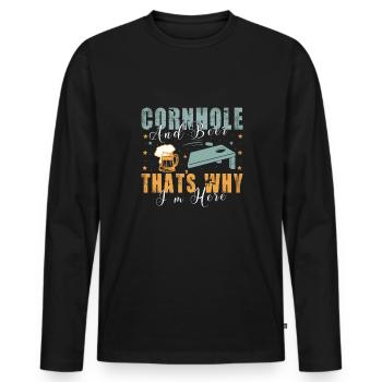 Drôle d’amoureux du joueur de Cornhole Game Lovers - T-shirt manches longues Premium bio Homme - noir - Devant - Nico (187cm)