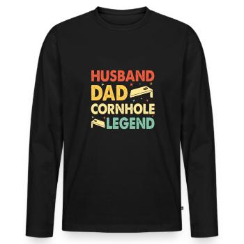 Drôle d’amoureux du joueur de Cornhole Game Lovers - T-shirt manches longues Premium bio Homme - noir - Devant - Nico (187cm)