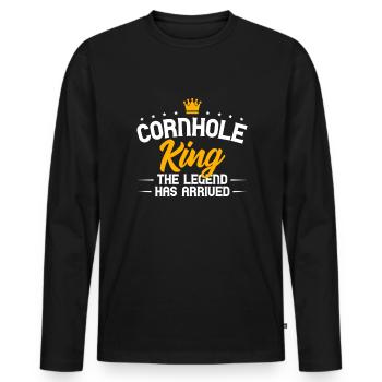 Drôle d’amoureux du joueur de Cornhole Game Lovers - T-shirt manches longues Premium bio Homme - noir - Devant - Nico (187cm)